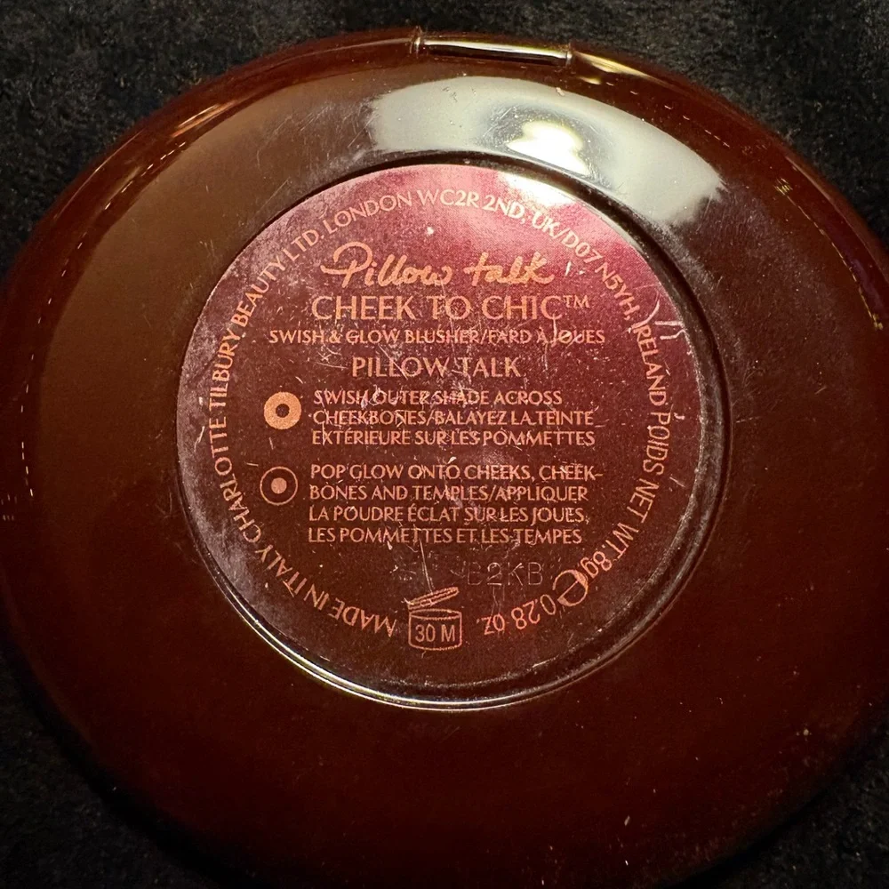 Charlotte Tilbury Deep Burgundy Compact with Gold Accent Blush